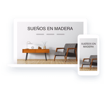 spanish website with furniture on notebook