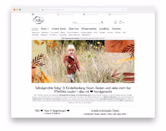 Startseite Meilisu Online-Shop für selbstgenähte Baby- & Kinderkleidung, Kissen, Decken und vieles mehr