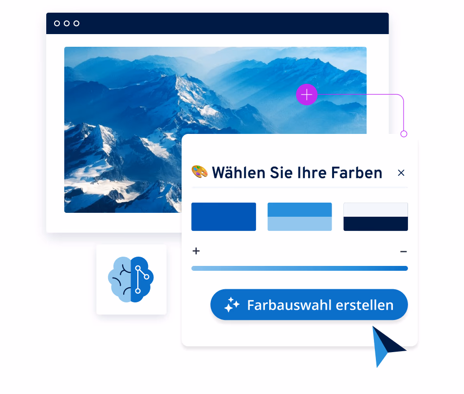 MyWebsite: Screenshot der Website vom Möbelladen Holz mit der KI-Farbpaletten Funktion